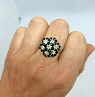 Vintage 9ct Yellow Gold Diamond & Sapphire Ring 3.  7g Size S