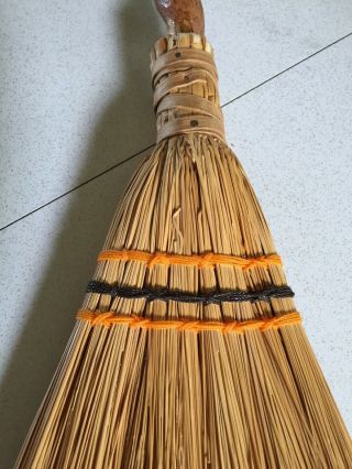Vintage Hearth Broom W/sorghum Bristles And Twisted Wood 34.  5” 3