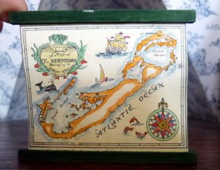 Rare Vintage Tynietoy Tynie Toy Hand Painted Bermudas Map Dollhouse Miniature