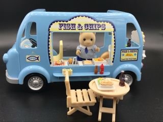 Calico Critters Sylvanian Families Fish And Chips Van With Fried Chicken Retired