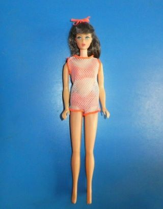 Vintage Barbie Doll - Mod Era Chocolate Bon Bon Tnt Barbie In Swimsuit
