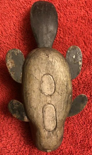 Vtg Beaver Ice Fishing Spearing Decoy Paint Lead Weights Glass Eyes 5