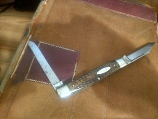 Vintage Case Xx Pocket Knife - Large Bone 4 " Case - Two Blade - Good Snap