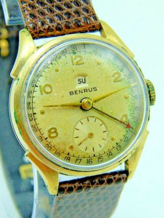 Vintage Benrus Pointer Date Cal Ce 13 17 Jewel 10k Rolled Gold Plate Wrist Watch