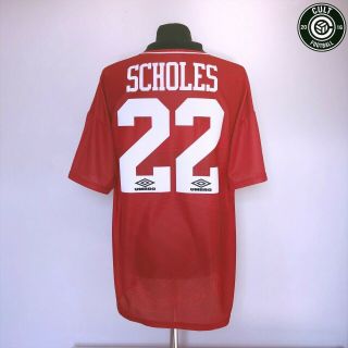 Scholes 22 Manchester United Vintage Umbro Home Football Shirt 1994/96 (xl)