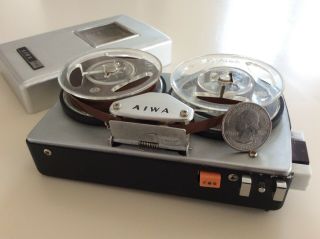 Aiwa Tp - 60r Vintage 1960s Japanese Mini Reel - To - Reel Tape Recorder