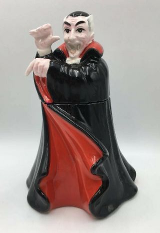 Rare Vintage Fitz & Floyd Halloween Dracula Vampire Treat Jar
