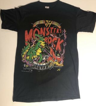 Vintage 1988 Van Halen Monsters Of Rock Tour Concert T - Shirt Usa Sz.  L