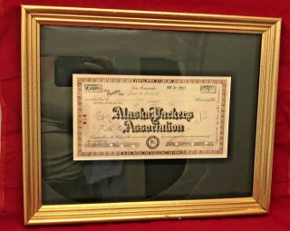 vintage authentic Alaska Packers Association stock certificate.  1917 Framed. 3