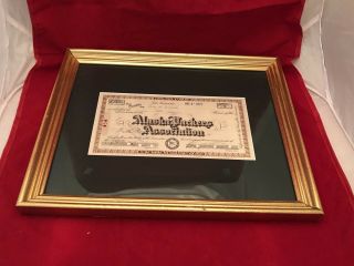 vintage authentic Alaska Packers Association stock certificate.  1917 Framed. 5