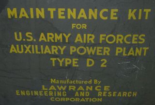 VTG WWII US ARMY AIR FORCE MAINTENANCE KIT BOX HEAVY DUTY FOR AUX POWER PLANT 3