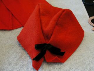 Vintage Madame Alexander Cissy Bright Red Felt Coat Scarf Hat 11 