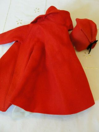 Vintage Madame Alexander Cissy Bright Red Felt Coat Scarf Hat 11 