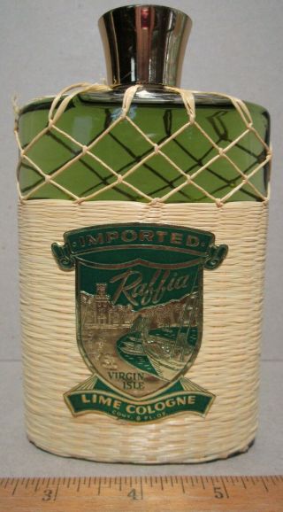 Virgin Island Lime Cologne St.  Thomas Raffia Imported 8 Oz Full Vintage Huntley