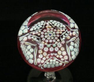 Vintage Whitefriars Art Glass Paperweight Millefiori Ribbons Star & Date Cane