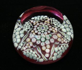 Vintage Whitefriars Art Glass Paperweight Millefiori Ribbons Star & Date Cane 4