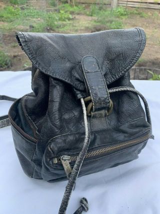 Frye Vintage Black Leather Backpack