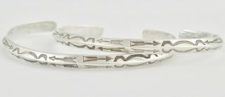 Vintage Navajo Stamped Sterling Silver Carinated Cuff Bracelets