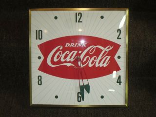 1950s Vintage Coca Cola Fishtail Electric Clock Mfg Pam Clock Co