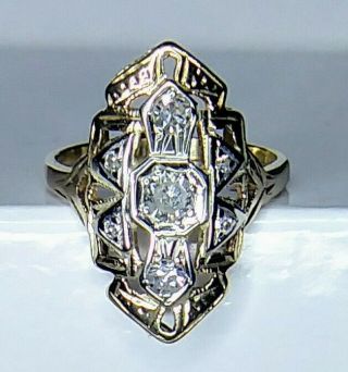 Antique Art Deco 1/3 Carat Natural Diamond Ring 14kyg W/sizing Service