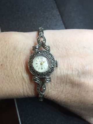 Stunning Vintage Art Deco Sterling Silver & Marcasite Cocktail Watch