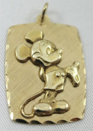 Vintage Walt Disney Productions 14k Yellow Gold Pendant Mickey Mouse