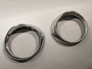 1956 Buick Century Special Chrome Head Light Lamp Bezels Rings 56 Vintage