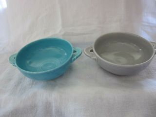 2 Vintage Fiesta Cream Soup Bowl (1938 - 1959) - Fiestaware - - Gray & Turquoise
