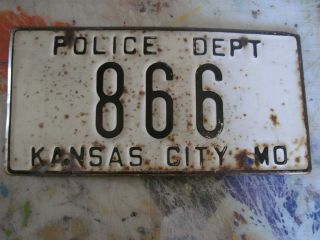 Vintage Kansas City Mo.  Police Dept.  License Plate.