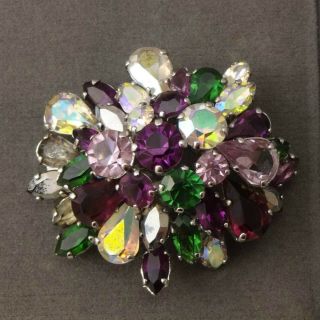 Vintage Christian Dior 1950s Signed Crystal Brooch Pin Jewellery Dated 1958