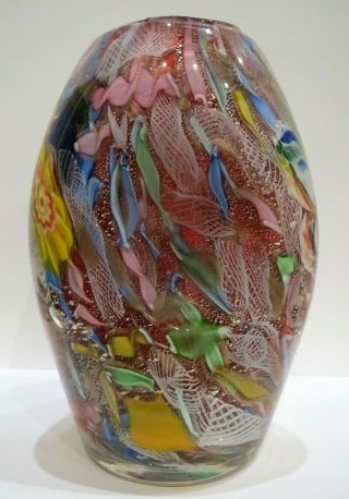 Rare Large Vintage Murano - AVeM ' TUTTI FRUTTI ' Glass Vase 3