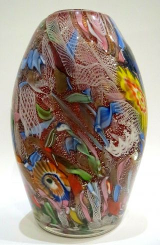 Rare Large Vintage Murano - AVeM ' TUTTI FRUTTI ' Glass Vase 4