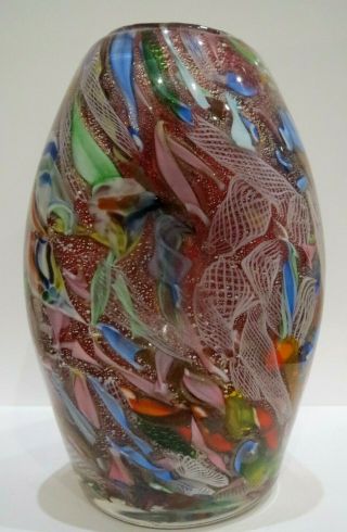 Rare Large Vintage Murano - AVeM ' TUTTI FRUTTI ' Glass Vase 5