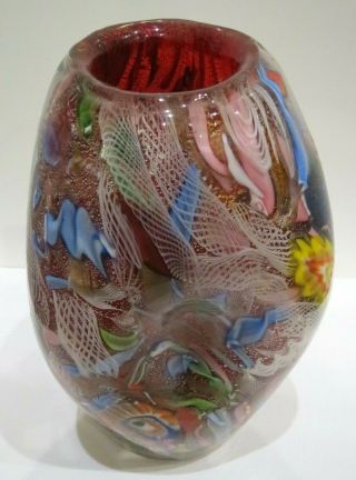 Rare Large Vintage Murano - AVeM ' TUTTI FRUTTI ' Glass Vase 6