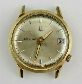 Vintage Mens Bulova Accutron Swiss Wrist Watch 218 D 14kt Gold Filled Case