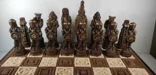 Chess Set Vintage Spanish Conquistadors vs Incas Mayan Indians Aztec,  Very Heavy 2