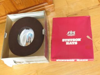 Stetson Cowboy Hat 4X Beaver Fur Chocolate 7 3/8 Vintage w/ Box (R709) 2