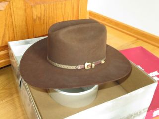 Stetson Cowboy Hat 4X Beaver Fur Chocolate 7 3/8 Vintage w/ Box (R709) 5