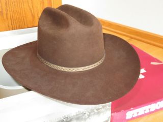 Stetson Cowboy Hat 4X Beaver Fur Chocolate 7 3/8 Vintage w/ Box (R709) 8