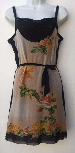 Jean Paul Gaultier Vintage Maille Femme Rose Floral Print Mesh Dress Size M