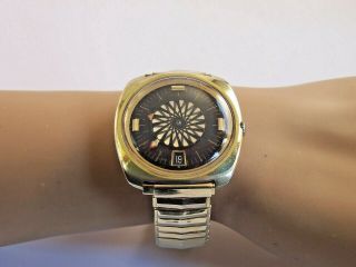 Vintage Ernest Borel Automatic Cocktail Kaleidoscope Gold Plated Men ' s Watch 5