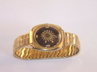Vintage Ernest Borel Automatic Cocktail Kaleidoscope Gold Plated Men ' s Watch 8
