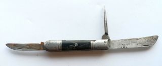 Vintage France Pradel Folding Pocket Knife 2 Blades & Awl Bovine Bone Handle