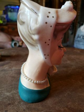 Vintage Unknown Maker Lady Head Vase / Planters Japan 4
