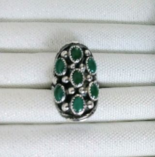 Vintage Zuni Sterling Silver Green Turquoise Ring Size 8