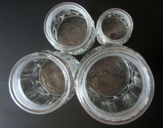 Vtg LE Smith Set of 4 Moon & Stars Clear Canister Glass Jar Set with Lids JF 2