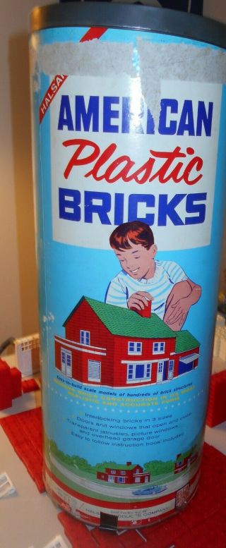 Vintage Halsam American Plastic Bricks Set 755 over 900 Pics.  Canister & Inst. 8