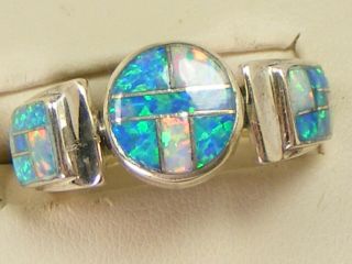 Vintage Zuni Sterling Silver Raised Inlay Opal Spinner Reversible Ring Size 6