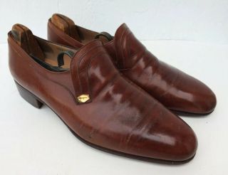Salvatore Ferragamo 2324 Vintage Burnished Brown Slip On Loafers Mens Sz 9 E