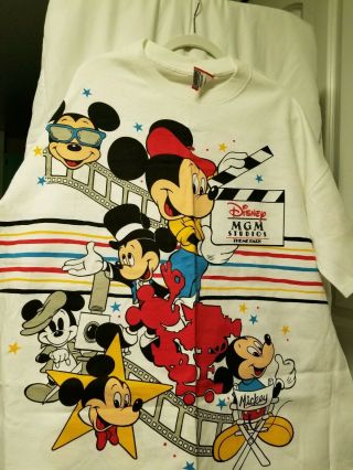 Vintage Mickey Mouse Mgm Studios Disney Double Sided Tshirt Nwot Never Worn Osfa